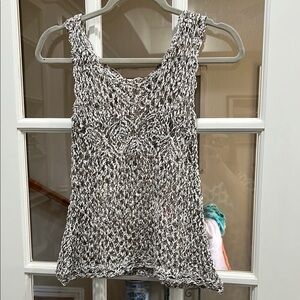 POL Black and White Knit Sleeveless Tank Top